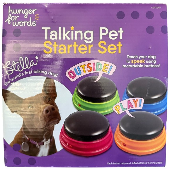 Hunger for Words Talking Pet Starter‎ Set Recordable Buttons Dog Training - Picture 1 of 8